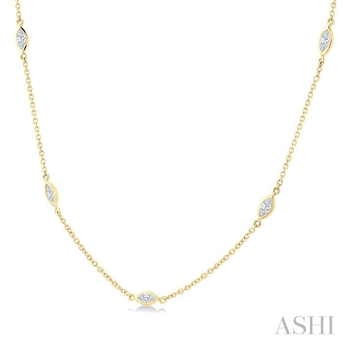 Marquise Shape Diamond Station Necklace