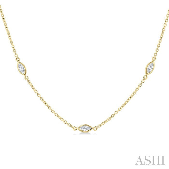 Marquise Shape Diamond Station Necklace