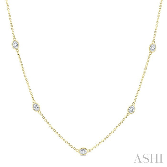 Oval Shape Diamond Station Necklace