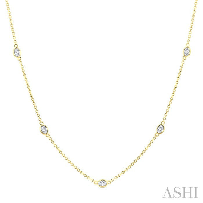 Oval Shape Diamond Station Necklace