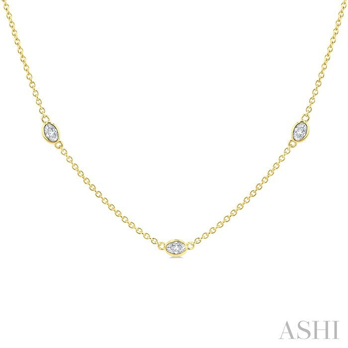 Oval Shape Diamond Station Necklace