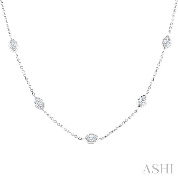 Marquise Shape Diamond Station Necklace