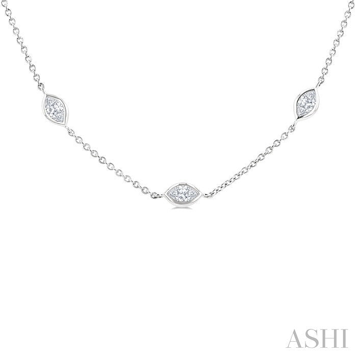 Marquise Shape Diamond Station Necklace