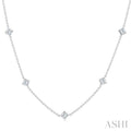 Princess Shape Diamond Station Necklace