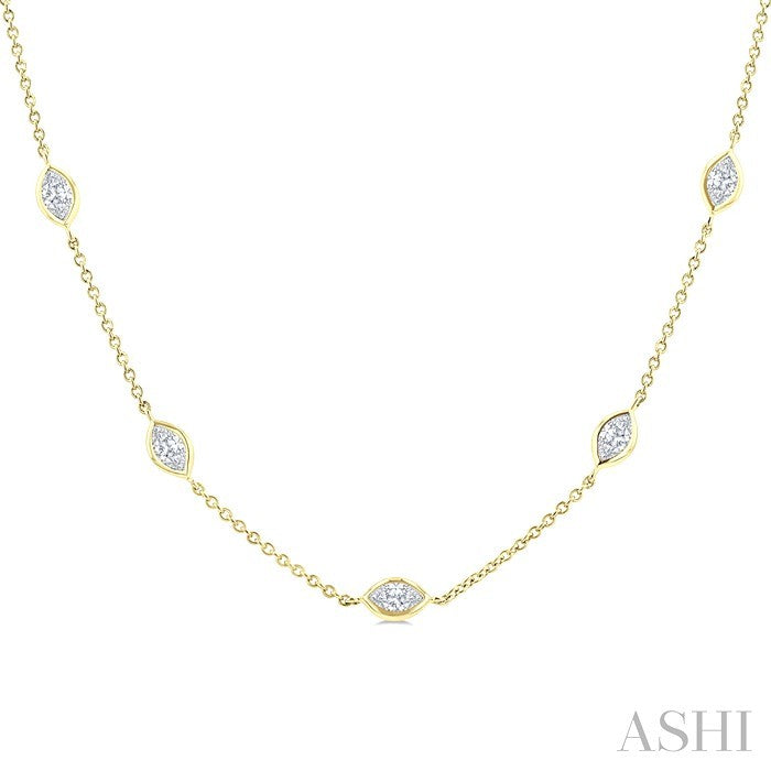 Marquise Shape Diamond Station Necklace