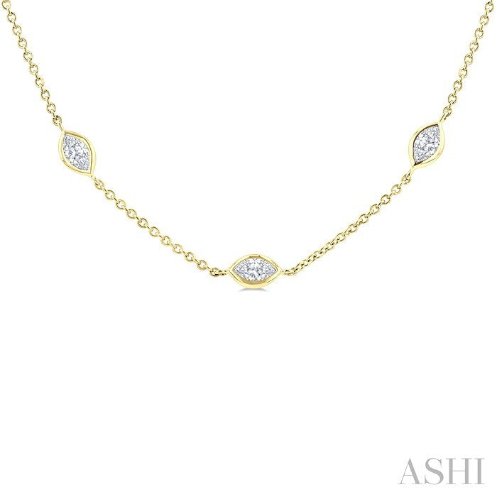 Marquise Shape Diamond Station Necklace