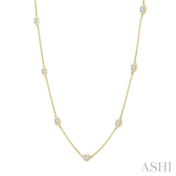 Oval Shape Diamond Station Necklace