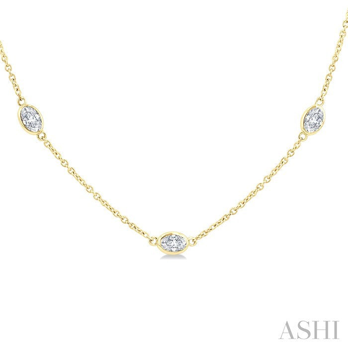 Oval Shape Diamond Station Necklace