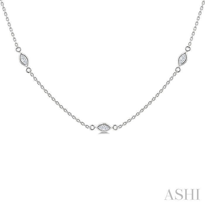 Marquise Shape Diamond Station Necklace