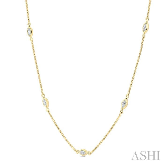 Marquise Shape Diamond Station Necklace