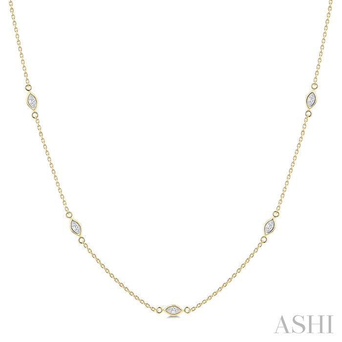Marquise Shape Diamond Station Necklace