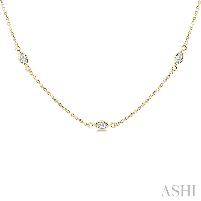 Marquise Shape Diamond Station Necklace
