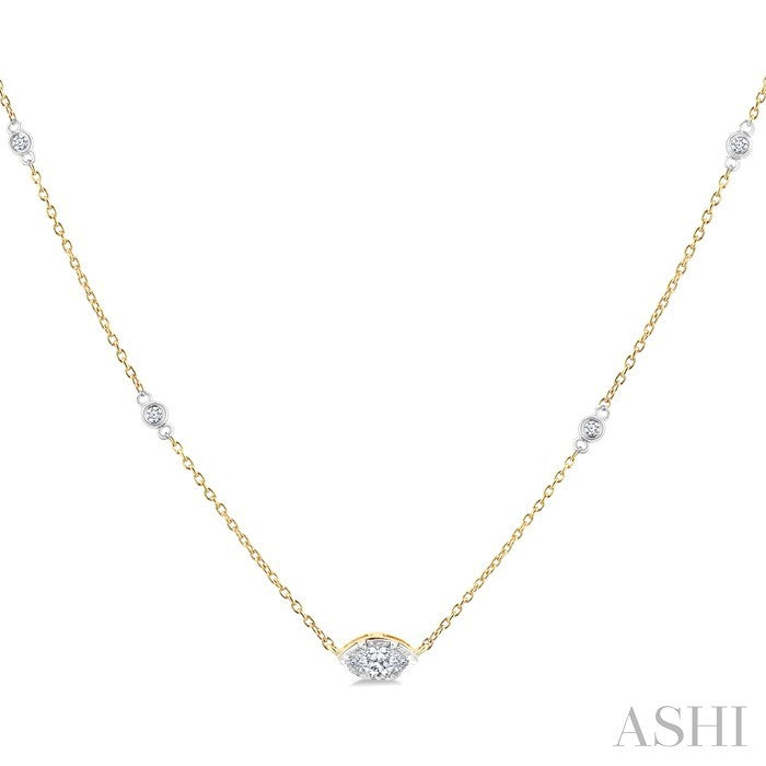 Marquise Shape Bezel Set Diamond Station Necklace