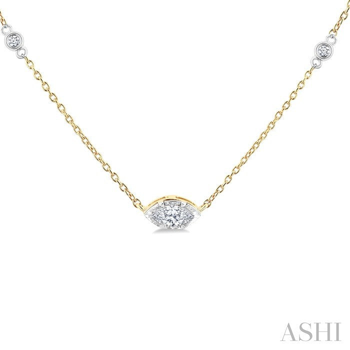 Marquise Shape Bezel Set Diamond Station Necklace