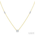 Emerald Shape Bezel Set Diamond Station Necklace