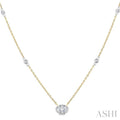 Oval Shape Bezel Set Diamond Station Necklace