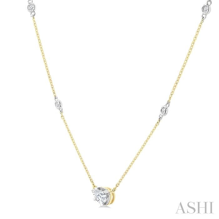 Pear Shape Bezel Set Diamond Station Necklace