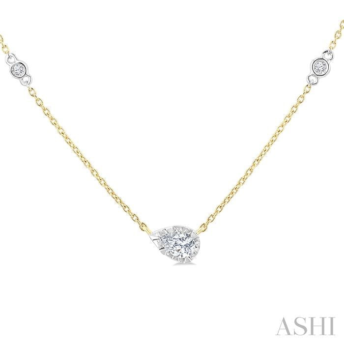 Pear Shape Bezel Set Diamond Station Necklace