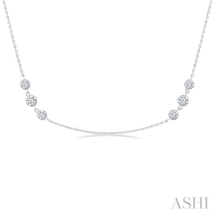 3 Stone Diamond Station Necklace
