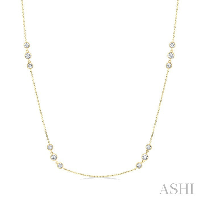 3 Stone Diamond Station Necklace