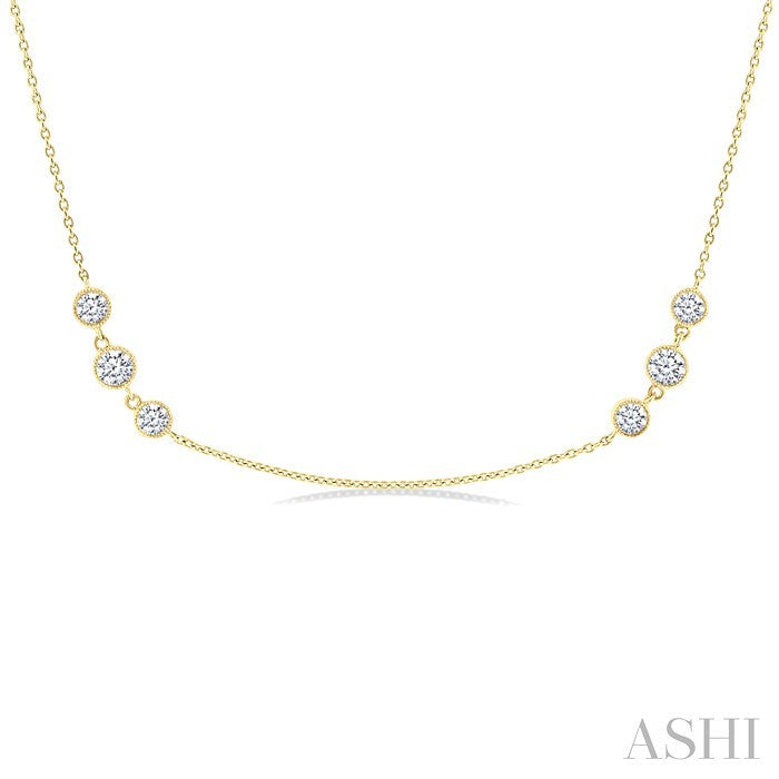 3 Stone Diamond Station Necklace