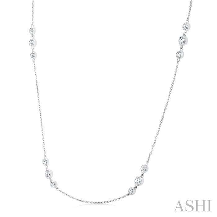 3 Stone Diamond Station Necklace