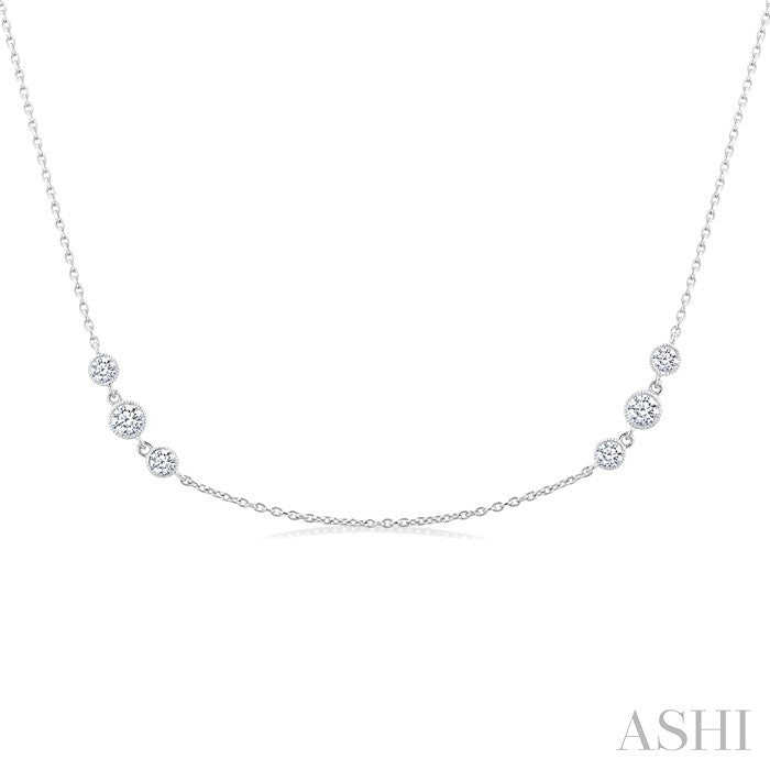 3 Stone Diamond Station Necklace