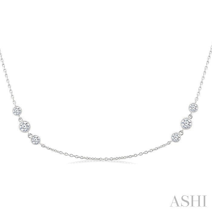 3 Stone Diamond Station Necklace