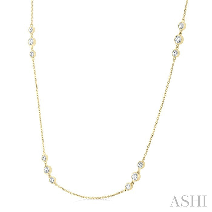 3 Stone Diamond Station Necklace
