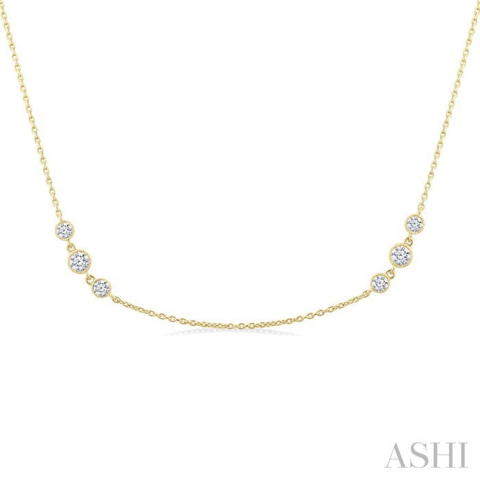 3 Stone Diamond Station Necklace
