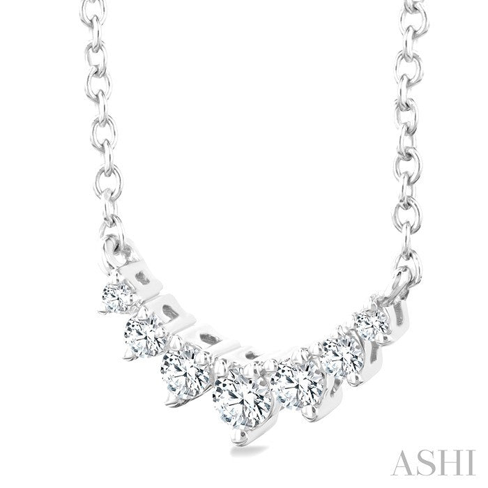 Graduated Petite Diamond Fashion Smile Necklace