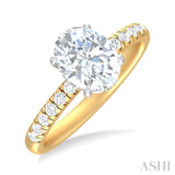 1/3 ctw Oval Shape Round Cut Diamond Semi Mount Engagement Ring in 14K Yellow and White Gold