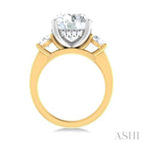 1 ctw Tri-Mount Past, Present and Future Round Cut Diamond Semi Mount Engagement Ring in 14K Yellow and White Gold
