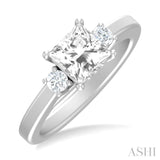 1/4 ctw Tri-Mount Princess Shape Round Cut Diamond Semi Mount Engagement Ring in 14K White Gold
