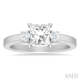 1/4 ctw Tri-Mount Princess Shape Round Cut Diamond Semi Mount Engagement Ring in 14K White Gold