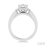 1/4 ctw Tri-Mount Princess Shape Round Cut Diamond Semi Mount Engagement Ring in 14K White Gold