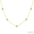 Bezel Set Paperclip Diamond Station Necklace