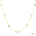 Bezel Set Paperclip Diamond Station Necklace