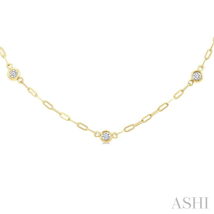 Bezel Set Paperclip Diamond Station Necklace