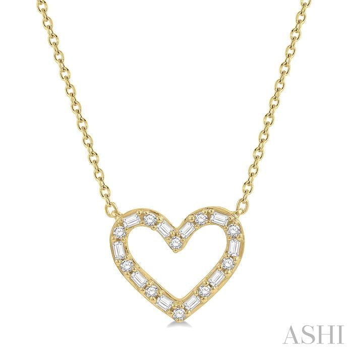 Heart Shape Baguette Diamond Pendant