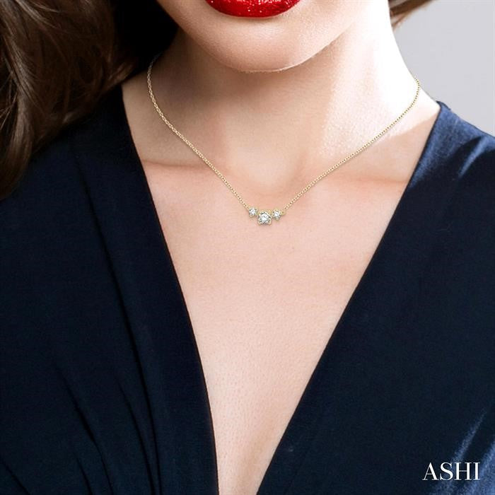 Round Shape Past Present & Future Diamond Necklace