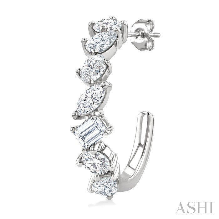 Mixed Shape Scatter Diamond Fashion Half Hoop Earrings