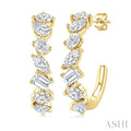 Mixed Shape Scatter Diamond Fashion Half Hoop Earrings