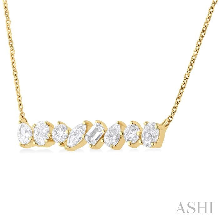 Mixed Shape Scatter Diamond Bar Fashion Necklace