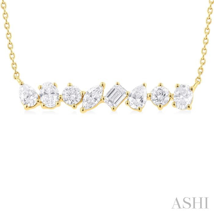 Mixed Shape Scatter Diamond Bar Fashion Necklace