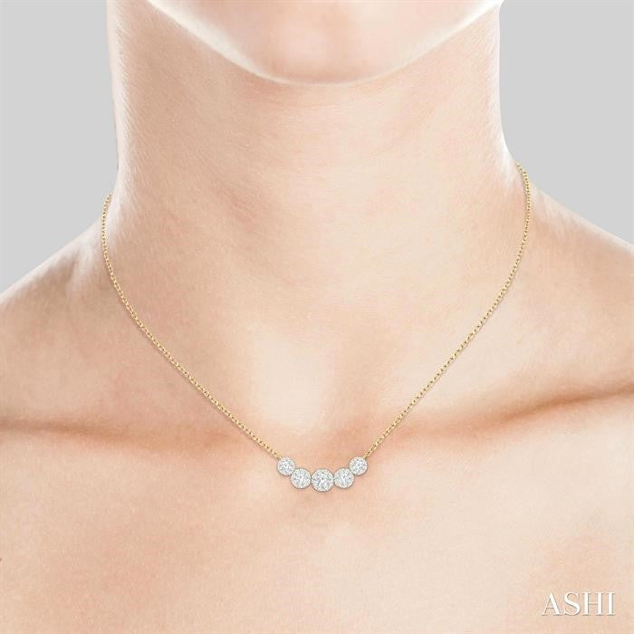 Round Shape 5 Stone Lovebright Essential Diamond Smile Necklace
