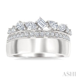 3/4 Ctw Mixed Diamond Cut Fashion Ring in 14K White Gold