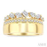 3/4 Ctw Mixed Diamond Cut Fashion Ring in 14K Yellow Gold
