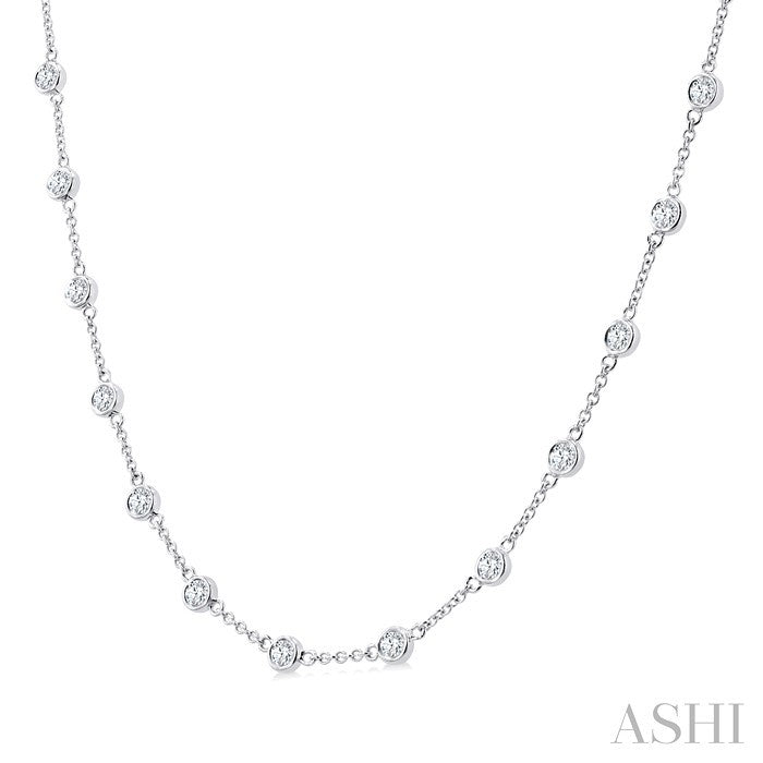 Bezel Set Diamond Station Necklace
