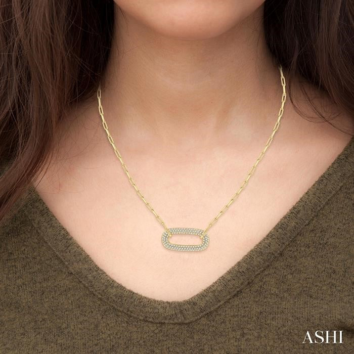 Pave-Set Paperclip Diamond Fashion Pendant